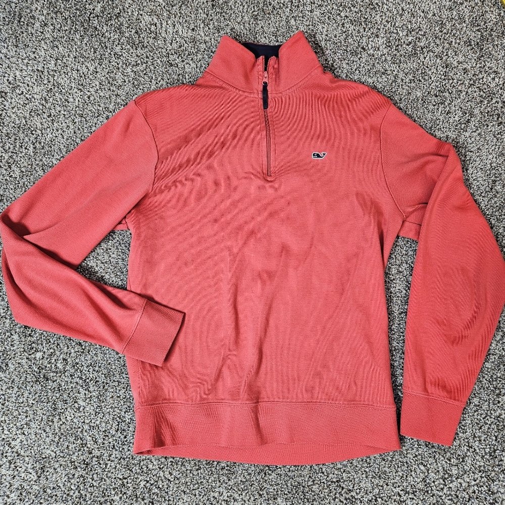 Vineyard Vines Jersey 1/4 zip Salmon Pink Size Extra Small